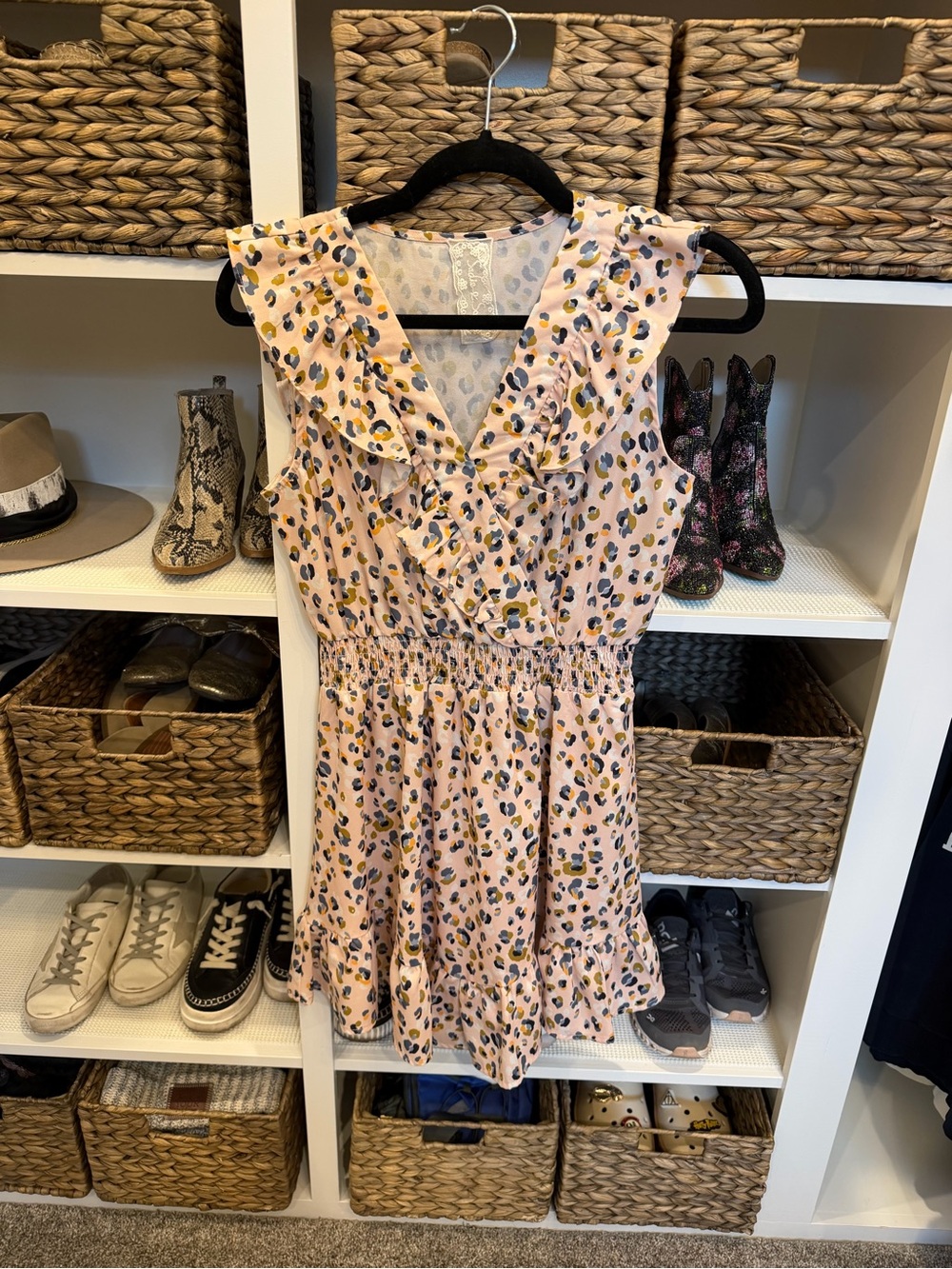 Ruffled Pink Animal Print Sleeveless Romper